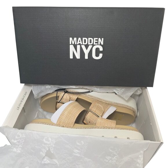 Madden NYC Flatform Sandals Adjustable Buckle Straps Women’s Size 8.5-11 Raffia - Picture 2 of 11